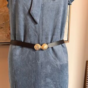 Talbots Navy Blue, Gold shell belt, XS